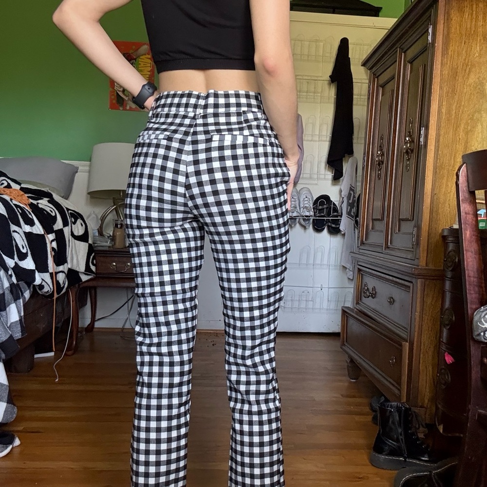 Black and White Checkered Women's Pants